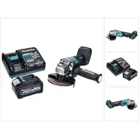 Makita GA 016 GM1 accu haakse slijper 40 V max. 125 mm borstelloos XGT + 1x accu 4,0 Ah + oplader
