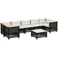 vidaXL 8-delige Loungeset met kussens poly rattan zwart