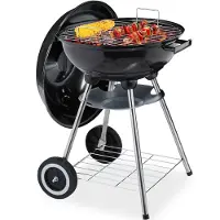 Relaxdays houtskool bbq met deksel - kogelbarbecue - barbeque - kogelgrill - zwart