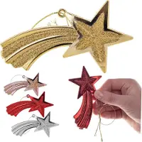 Kadax Kerstballen, van kunststof, onbreekbare kerstballen, kerstversiering, sterren, 4 stuks