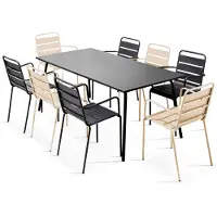 Oviala - Tuinset met tafel en 8 stoelen van ivoor- en grijsgrijs metaal - Palavas