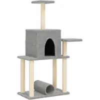 Syfax Kattenmeubel met sisal krabpalen 122 cm lichtgrijs