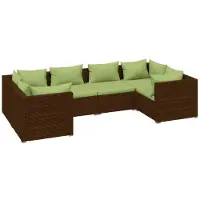 vidaXL 6-delige Loungeset met kussens poly rattan bruin
