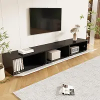MODFU Hoogglans Sideboard met 4 Deuren, Metalen Handgrepen en Poten, Geometrisch Ontwerp in Wit, 140L x 40B x 80H cm