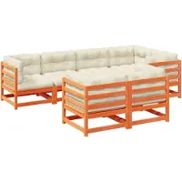 vidaXL 7-delige Loungeset met kussens massief grenenhout wasbruin