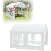 XINZI Partytent, tuinpaviljoen, trouwtent met afneembare zijpanelen, PE-doek, UV-bescherming, stabiel en weerbestendig, 3x4 meter, wit