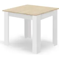 Leobert Eettafel NP 80x80 - SONOMA/WIT - Modern Design, Kleur: Eiken Sonoma Blad en Witte Poten, Geschikt voor Keuken, Eetkamer en Woonkamer, 80 x 80 cm