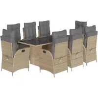 vidaXL 9-delige Tuinset met kussens poly rattan gemengd beige