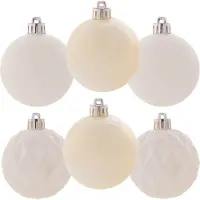 Kadax Kerstballen van kunststof, set van 6 ballen, kerstballen, kerstboomballen, kerstboomversiering, kerstdecoratie (wit)