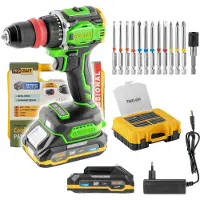 Procraft PA18ProDFR2-1B-C accuboormachine 20 V 30 Nm borstelloos + 1x accu 2,0 Ah + oplader + 13-delige bitset + koffer