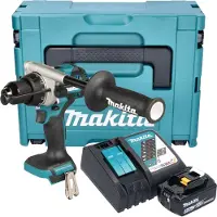 Makita DHP 492 RT1J accu-klopboormachine 18 V 141 Nm borstelloos + 1x accu 5,0 Ah + oplader + Makpac