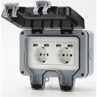INF Waterdicht stopcontact met aan/uit-schakelaar, flip-bescherming en 4 USB-poorten