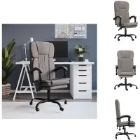 vidaXL bureaustoel met ligfunctie, taupe kleur, gestoffeerd - Bureaustoelen