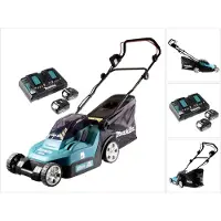 Makita DLM 382 PF2 accu grasmaaier 36 V ( 2x 18 V ) 38 cm 40 l + 2x accu 3.0 Ah + dubbele lader