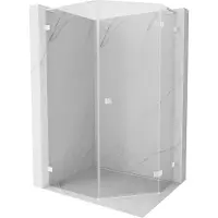 Mexen Lunar L vijfhoekige rechtsdraaiende douchecabine 90 x 100 , transparant, wit - 831L-090P-100L-20-00-P
