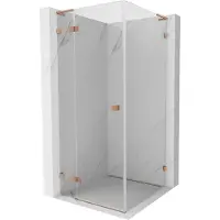 Mexen Lunar L douchecabine draaibaar links 80 x 80 , transparant, geborsteld koper - 834L-080-080-65-00-L