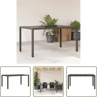 The Living Store De Living Store tuintafel met glazen blad, zwart, 150x90x75 cm, van polyrotan