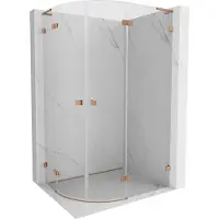 Mexen Lunar L halfronde douchecabine rechts scharnierend 100 x 90 , transparant, geborsteld koper - 833L-100P-090L-65-00