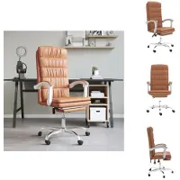 vidaXL bureaustoel met verstelbare rugleuning, bruin, kunstleer - Bureaustoelen