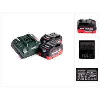 Metabo Gereedschap batterijen + laders, LiHD 2x accupack 18V 8.0Ah ( 625369000 ) + Metabo lader ASC 145 ( 627378000 ) (18 V)