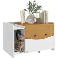 PawHut Cat Litter Box Spanplatte 78L x 50B x 51H cm Eiche