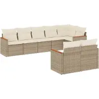 vidaXL 8-delige Loungeset met kussens poly rattan beige