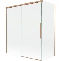 Mexen Rox badwand 2-delig schuifbaar 140 + 70 x 150 , transparant, geborsteld koper - 8C9-140-070-65-00