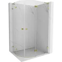 Mexen Lunar L halfronde douchecabine scharnierend rechts 100 x 90 , transparant, geborsteld goud - 833L-100P-090L-55-00