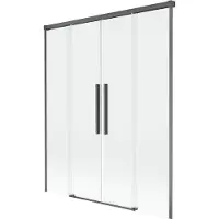Mexen Rox badwand 2-delige schuifdeur 150 x 150 , transparant, geborsteld kanongrijs - 8C9-150-002-66-00