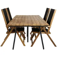 Ebuy24 Chan tuinmeubelset tafel 100x200cm en 4 stoel Little John zwart, naturel.
