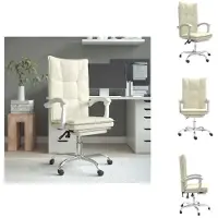vidaXL bureaustoel met relaxfunctie, crème kleur, kunstleer - Bureaustoelen
