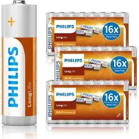 Philips AAA Longlife Batterijen 48 Stuks LR3 (3 Blisters a 16 Stuks) - Voordeelverpakking - Alkaline
