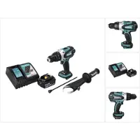 Makita Boormachine + slagboor, DHP 458 RG1 Accu klopboormachine 18 V 91 Nm + 1x accu 6.0 Ah + lader (Oplaadbare batterij)