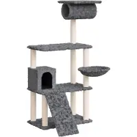 Syfax Kattenmeubel met sisal krabpalen 131 cm donkergrijs