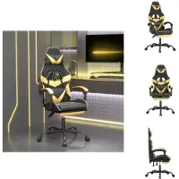 vidaXL Gaming stoel met voetsteun, zwart en goud, kunstleer - Gaming stoel