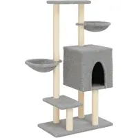 Syfax Kattenmeubel met sisal krabpalen 117 cm lichtgrijs