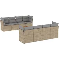vidaXL 9-delige Loungeset met kussens poly rattan gemengd beige