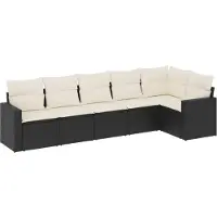 vidaXL 6-delige tuinmeubelset met kussens, zwart, polyrotan