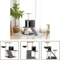 The Living Store De Living Store krabpaal met sisal krabpalen, donkergrijs, 82 cm