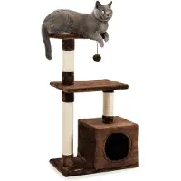 Lionto kattenkrabpaal 85 cm, ruimtebesparend & met sisalstammen, bruin