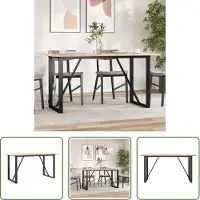 The Living Store De Living Store eettafel met O-poten, afmetingen 140x80x75 cm, gemaakt van massief grenenhout en gietijzer