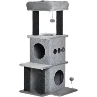 PawHut -Kattenboom-Panneaux de particules klasse E1-48x48x100cm-Grijs