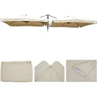 Mendler Parasolhoes T44, 8 stokjes 3x3m polyester, vervangende hoes voor zweefparasol T44 ~ crème met klep