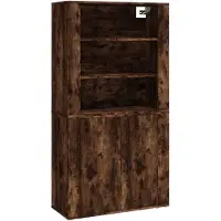Syfax Hoge kast bewerkt hout gerookt eikenkleurig