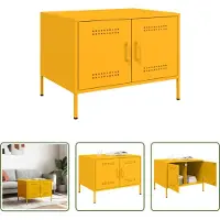 The Living Store Industrieel Design - Salontafel - Salontafel 68x50x50,5 cm staal mosterdgeel - Mustard Geel - Staal - Koudgewalst Staal