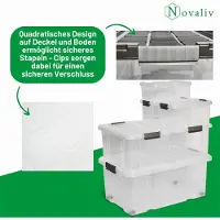 Novaliv opbergdoos met deksel 27L transparante nestbare stapelbare kunststof doos met clipsluiting Eurobox kunststof doos BPA-vrij 46,5x36,5x24 cm