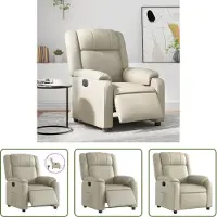 The Living Store De Living Store relaxfauteuil, elektrisch, kleur crème, bekleding: kunstleer