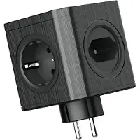 Plastrol Stekkerdoosadapter met 4 stopcontacten van 230V en 3 USB-A poorten, zwart