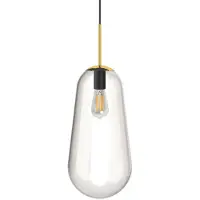 Nowodvorski Lighting Glazen hanglamp Pear Long Ø 22cm goud met helder glas