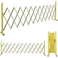 Mendler Aluminium afsluithek HWC-B34, scharnierhek, uitrekbaar beschermingshek, 103x35-300 cm geel-zwart